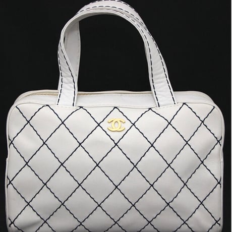 Chanel Paris-Rome Cross Stitch Handle Flap Bag Navy Blue GHW