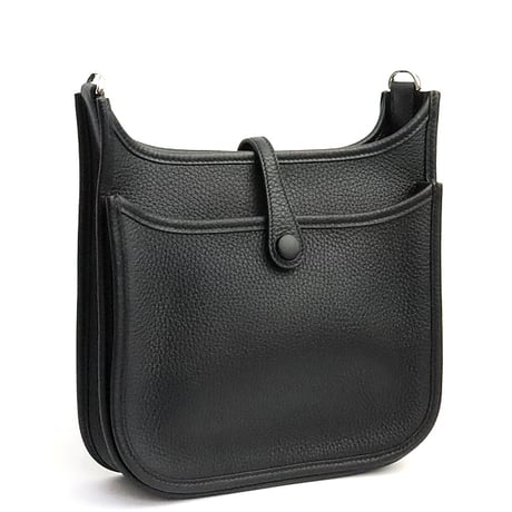 HERMES Evelyne III 23 Shoulder Bag Taurillon Clemence Leather Black #19227