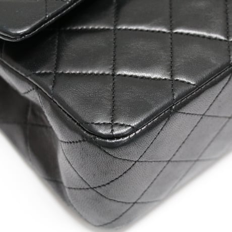 CHANEL Classic 25 Medium Double Flap Bag Quilted Lambskin Black #75113