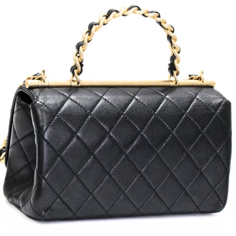 CHANEL Small La Parisienne Flap Bag Quilted Lambskin Black #74960