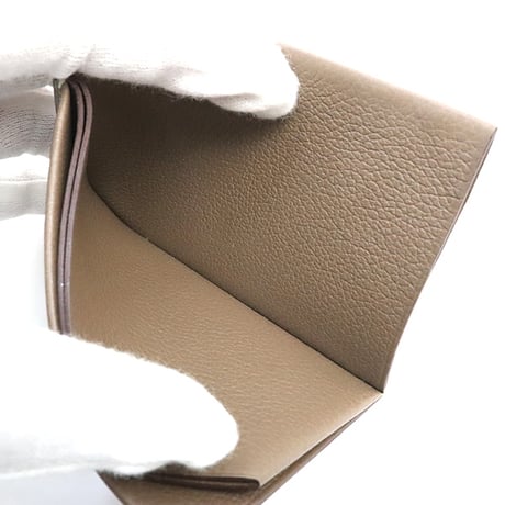 HERMES H Sellier Card Holder Evercolor Leather Etoupe #18813