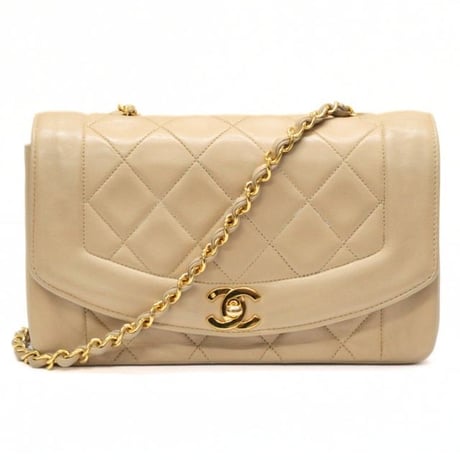 CHANEL Diana 22 Small Flap Bag Quilted Lambskin Beige ＃74776