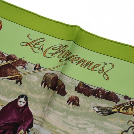 HERMES Carre 90 Silk 100% Scarf Stole "Les Cheyennes" #74822