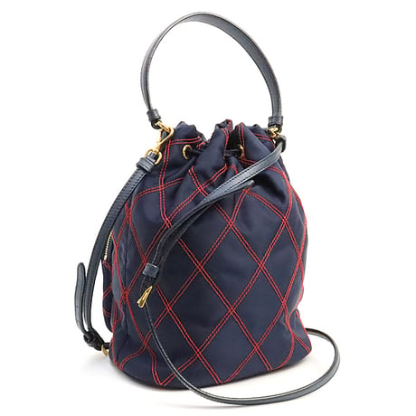 PRADA Backet Shoulder Bag Nylon Navy 1BH038 #19046