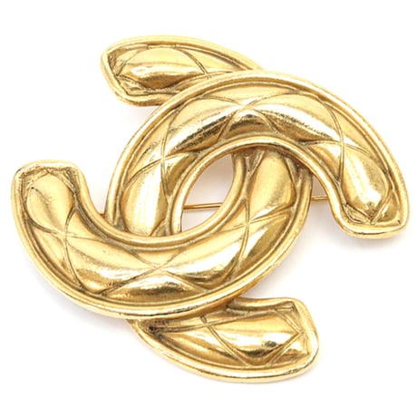 CHANEL CC Logo Motif Pin Brooch Gold-toned #18082
