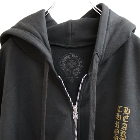Chrome Hearts Old English logo Zip Up Hoodie Black and Khaki ＃30907