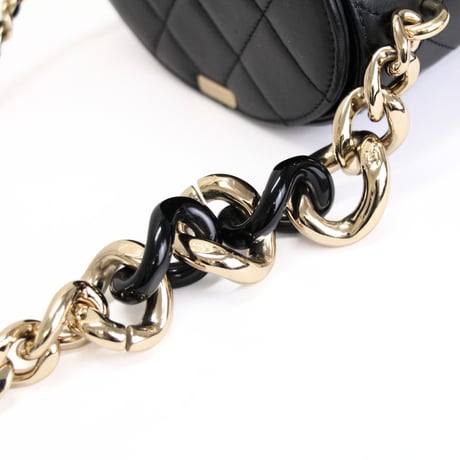 CHANEL Resin Elegant Chain Vanity Case Quilted Lambskin Black #73079