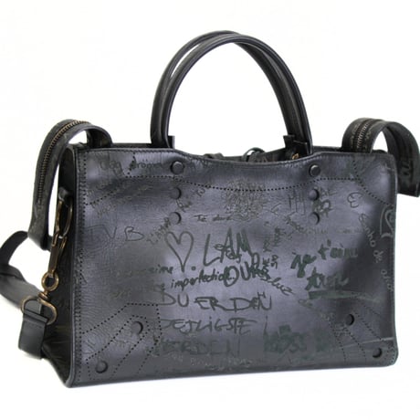 BALENCIAGA Blackout Graffiti City Shoulder Bag Leather #74568