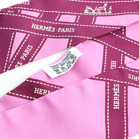 HERMES Twilly Scarf Silk Bolduc Pink #19188