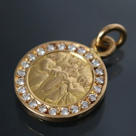 Chrome Hearts 22K Angel Medal Pendant Charm with Pavé Diamonds  #102127