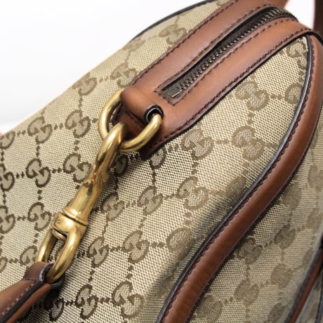 GUCCI Lady Web Boston Bag GG Canvas Beige Brown #73884