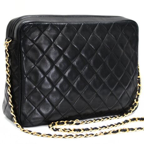 CHANEL Camera Bag with Fringe Charm Quilted Lambskin Black #75168