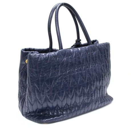 Miu Miu Matelassé Handbag Leather Navy #74327