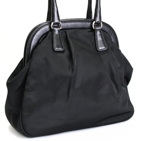 PRADA Bead Embroidered Mini Handbag Nylon Black ＃74972