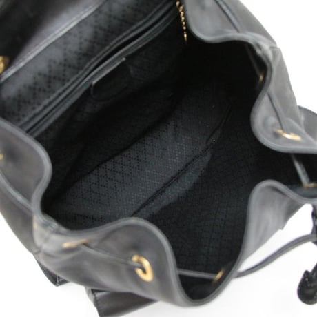 GUCCI Vintage Bamboo Handle Backpack Leather Black #71259