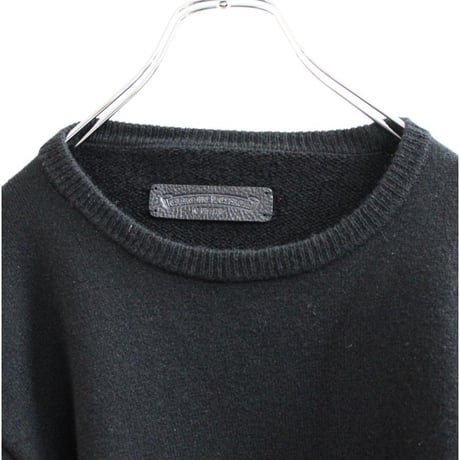 CHROME HEARTS Floral Cross Embroidered Sleeve Cashmere Sweater Black #31177
