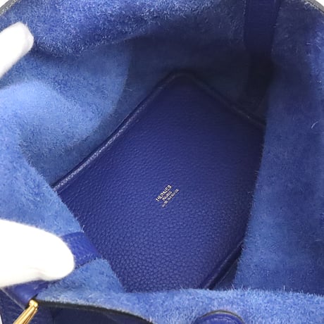 HERMES Picotin Lock PM Handbag Taurillon Clemence Leather Blue Electric #19088
