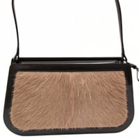 CELINE Vintage Shoulder Bag Pony Hair Leather Brown #74293