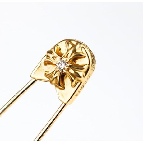 Chrome Hearts 1P Diamond 22K Safety Pin Large Pendant #103047