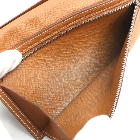 HERMES Bearn Soufflet Wallet Epsom Leather Gold #18815