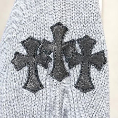 Chrome Hearts Y NOT Triple Cross Patch Long Sleeve Gray # 31179