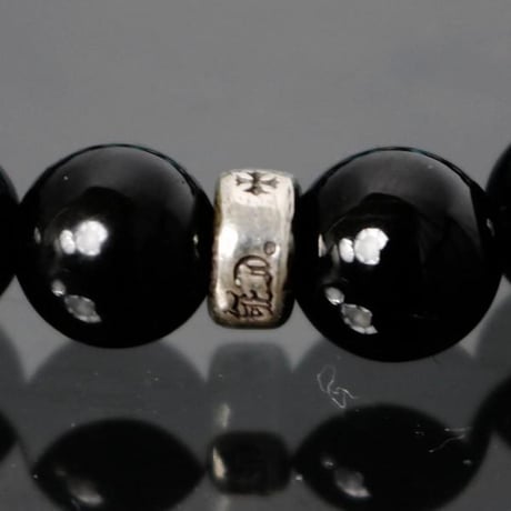 Chrome Hearts CH Cross 8mm Beaded Bracelet Black Tourmaline Turquoise #103459