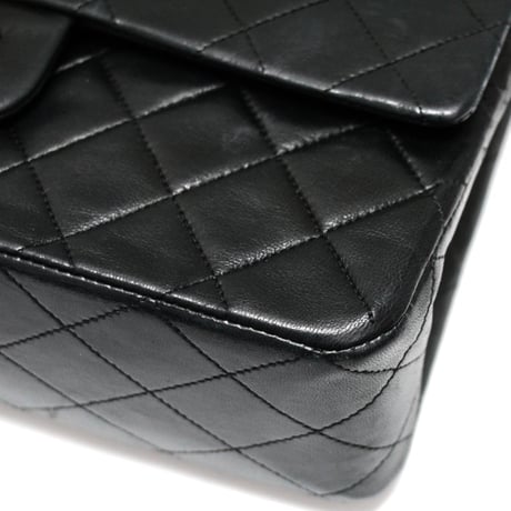 CHANEL Classic 25 Medium Double Flap Bag Quilted Lambskin Black ＃74606