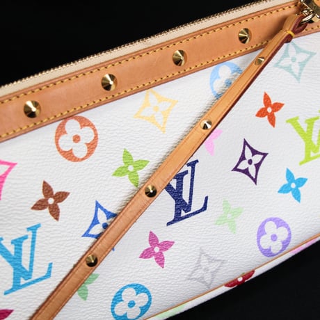 Louis Vuitton x Murakami Pochette Accessory Pouch Monogram Multicolor White M92649 #75188