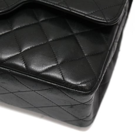 CHANEL Classic 23 Small Double Flap Bag Quilted Lambskin Black ＃74984