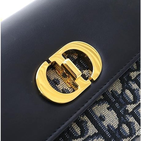 Christian Dior Miss Caro CD Montaigne Wallet on Chain Bag Oblique Jacquard Navy #74553
