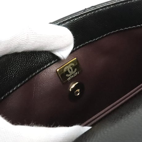 CHANEL Small Coco Handle Flap Bag Quilted Cavier Black #19417