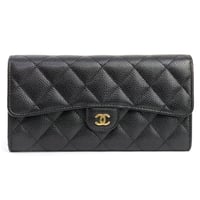 CHANEL Classic Flap Wallet Quilted Caviar Black #19351