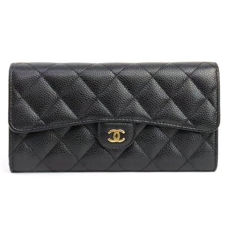 CHANEL Classic Flap Wallet Quilted Caviar Black #19351