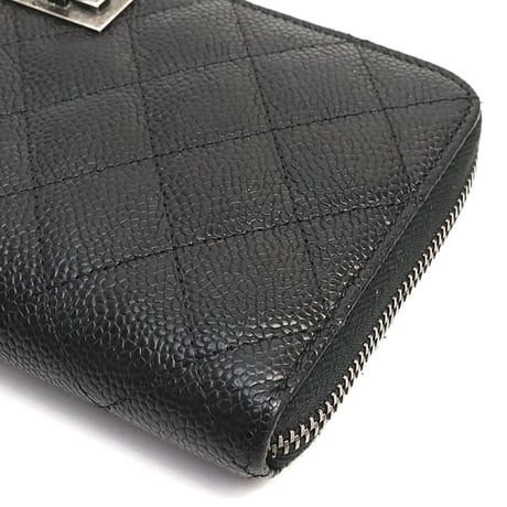 CHANEL 2.55 Reissue Zip-around Wallet Quilted Caviar Black #18707