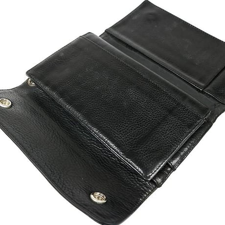 Chrome Hearts Wave Wallet Cross Button Black Heavy Leather #103185