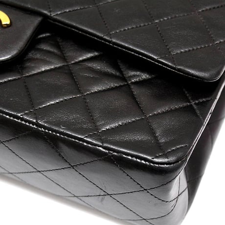 CHANEL Classic 25 Medium Double Flap Bag Quilted Lambskin Black ＃73470