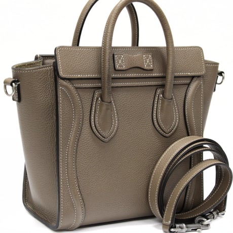 CELINE Nano Luggage Handbag Leather Beige #75182
