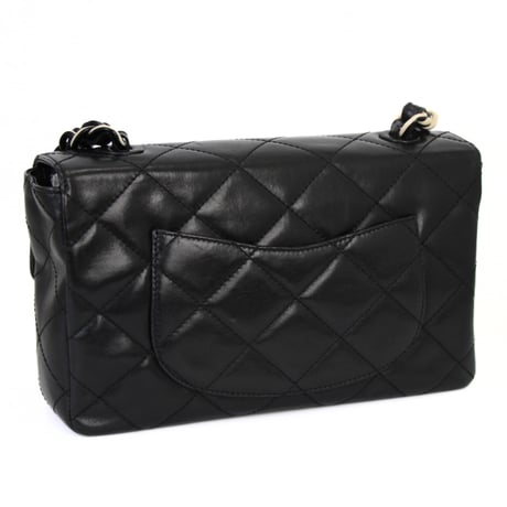 CHANEL Classic Flap Bag with Plastic Chain Quilted Leather Black #71203