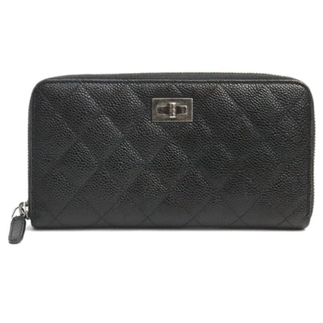 CHANEL 2.55 Reissue Zip-around Wallet Quilted Caviar Black #18707