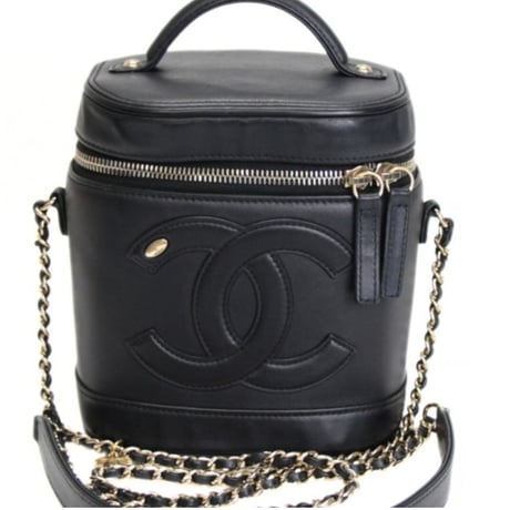 CHANEL CC Mania Vanity Bag with Chain Lambskin Black #73605