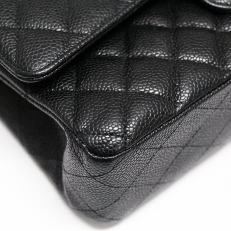 CHANEL Classic 25 Medium Double Flap Bag Quilted Caviar Black ＃73145