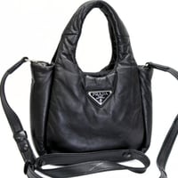 PRADA Mini Padded Handbag Nappa Leather Black 1BA359 #74062