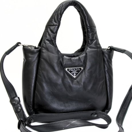 PRADA Mini Padded Handbag Nappa Leather Black 1BA359 #74062