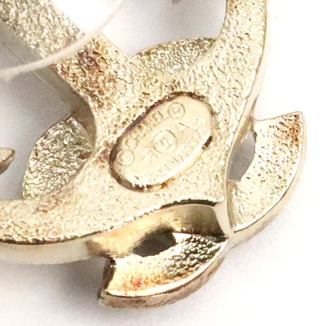 CHANEL CC Logo Anchor Motif Pierced Earrings Crystal Gold-toned 18A #18655