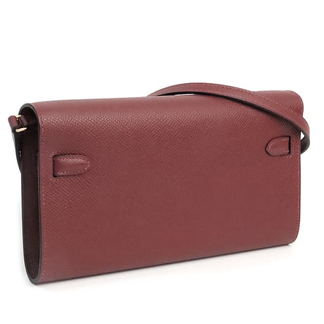 HERMES Kelly To Go Wallet Veau Epsom Leather Rouge H #19314