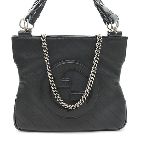 GUCCI Small Blondie Tote Bag Leather Black #75110