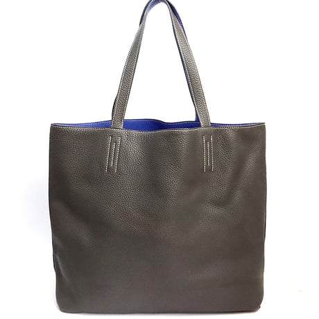 HERMES Double Sens Tote Bag Taurillon Clemence Leather Blue Electric Graphite #18873