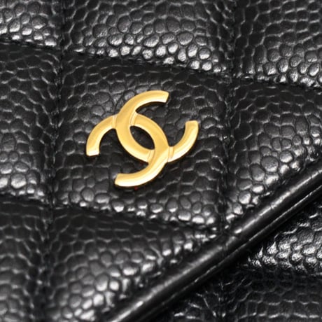 CHANEL Wallet on Chain Bag Quilted Caviar Black #75198