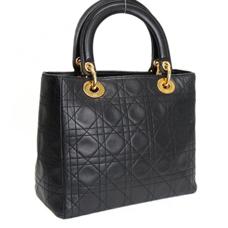 Christian Dior Medium Lady Dior Handbag Cannage Leather Black #73248