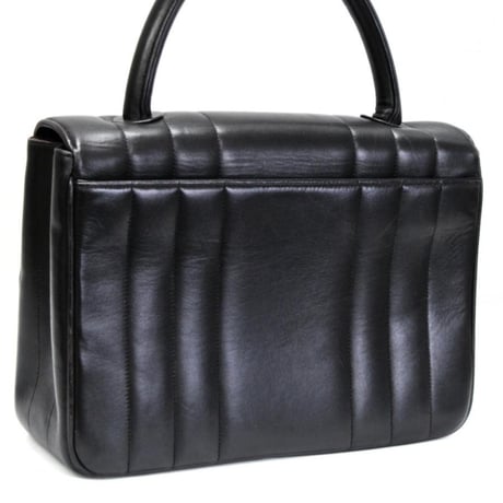 CHANEL Mademoiselle Top Handle Flap Bag Quilted Lambskin Black #74646